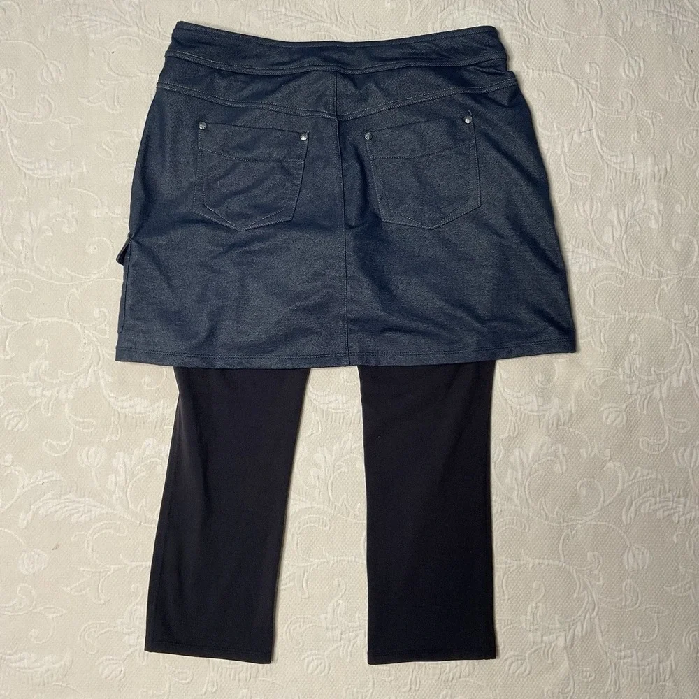 Athleta Womens Size Medium Tall Athleta Contender 2-in-1 Skirt Legging Navy Blue